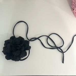 Zara black denim Floral Women's neck tie